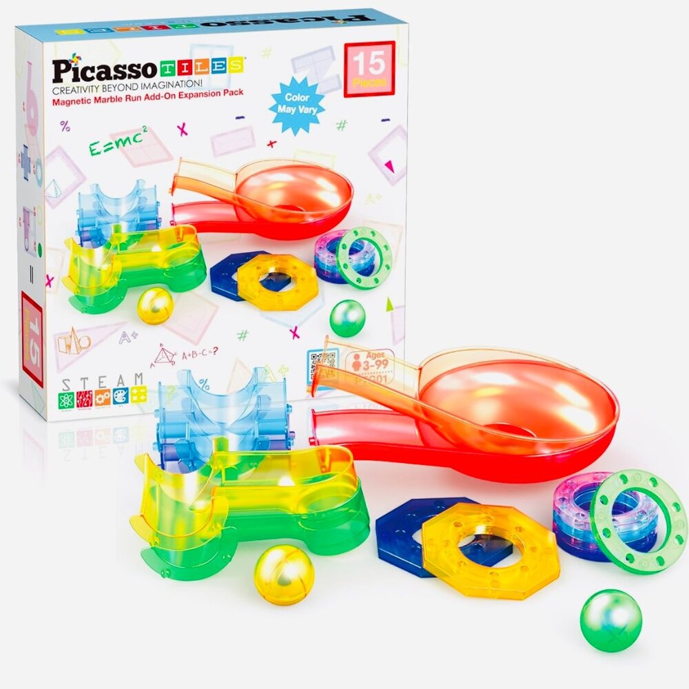 PicassoTiles Magnetic Marble‎ Run Game – Fun Family STEAM Building Set